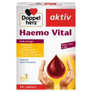 Illustration of the product packaging Doppelherz aktiv Haemo Vital front view