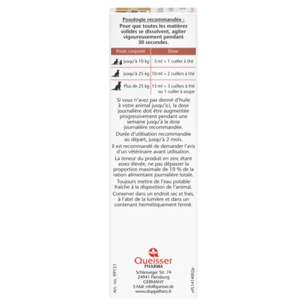 Doppelherz for animals Skin & Coat Oil Omega-3 for cats and dogs side view left