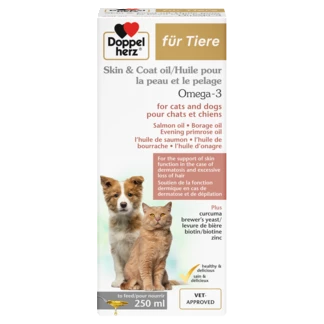 Doppelherz for animals Skin & Coat Oil Omega-3 for cats and dogs front view