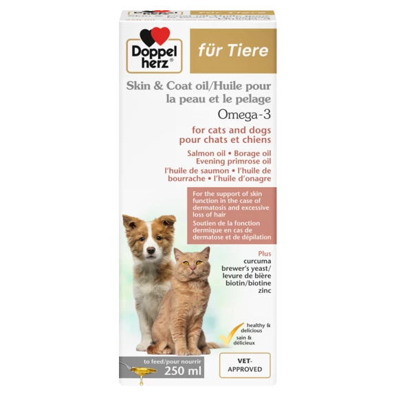Doppelherz for animals Skin & Coat Oil Omega-3 for cats and dogs front view