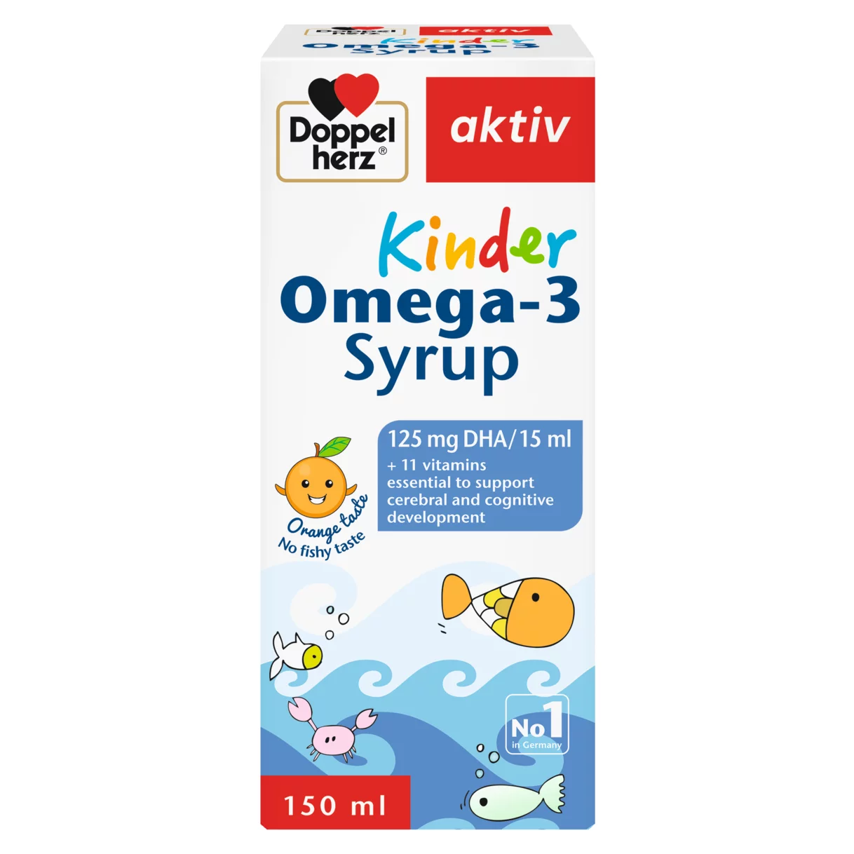 Doppelherz aktiv Kinder Omega-3 Syrup front view