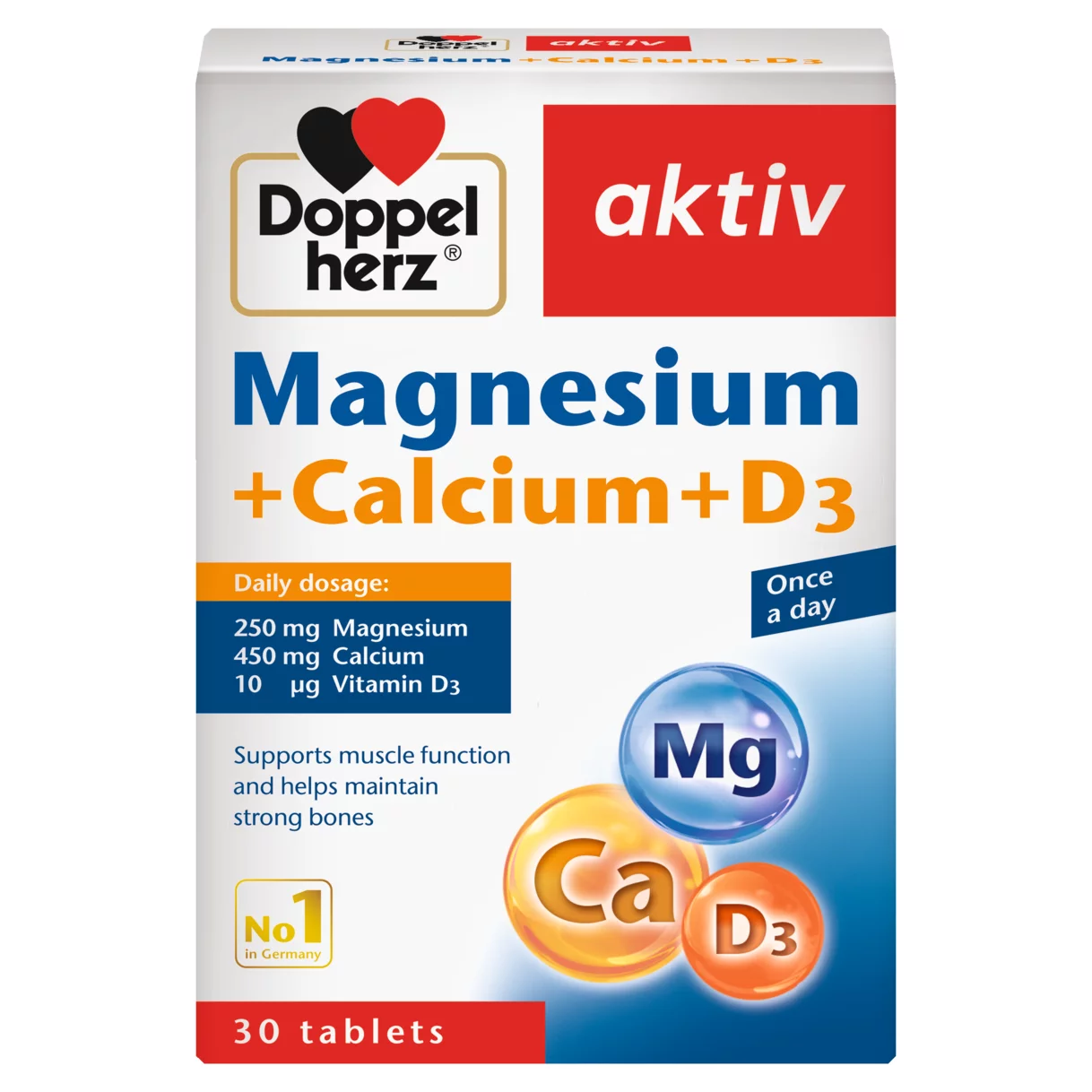 Doppelherz aktiv Magnesium + Calcium + D3 front view